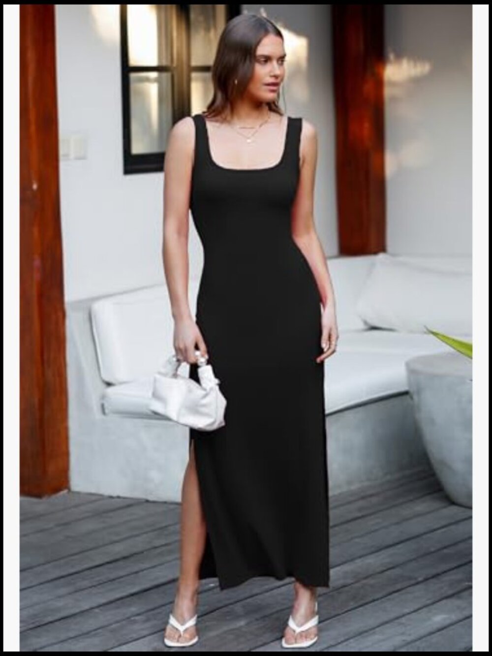 Backless Maxi Dress with High Sides Slit and Twist Back - Picture 5 of 7